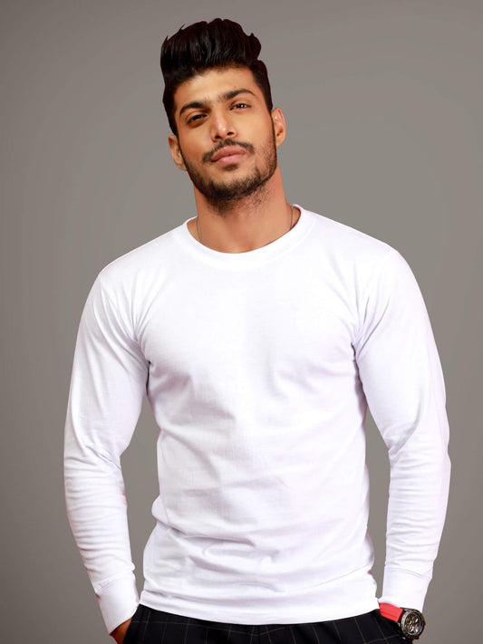 Style Wear Round Neck 100% Cotton Long Sleeves Tshirt-Adult