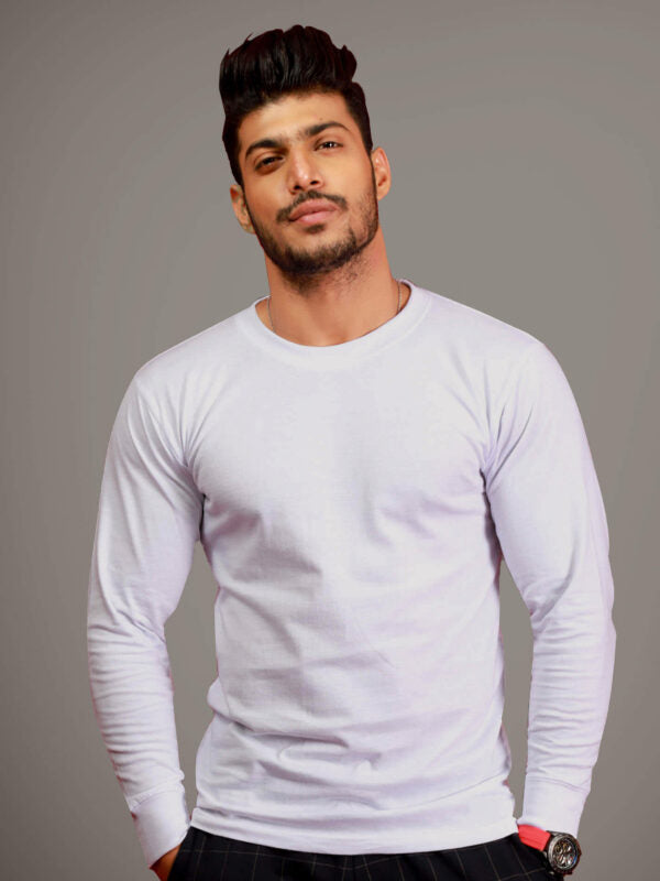 Style Wear Round Neck 100% Cotton Long Sleeves Tshirt-Adult