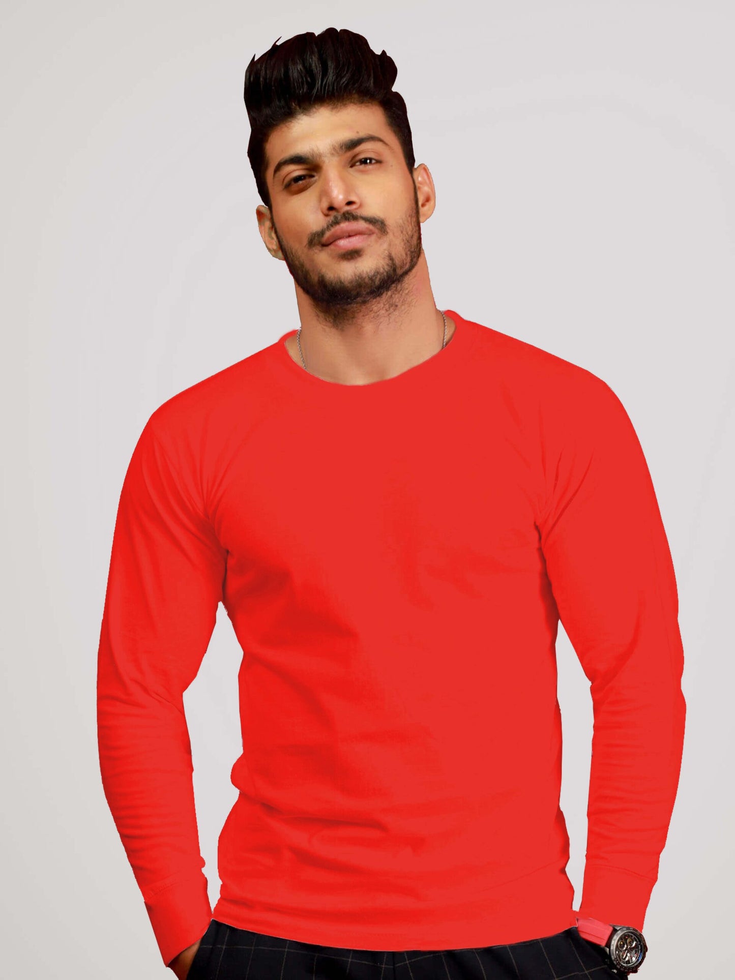 Style Wear Round Neck 100% Cotton Long Sleeves Tshirt-Adult