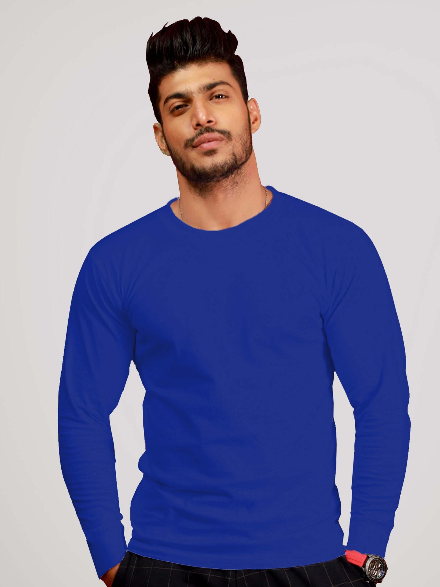 Style Wear Round Neck 100% Cotton Long Sleeves Tshirt-Adult
